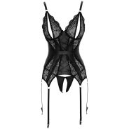 Cottelli Lace Crotchless Korselettisetti