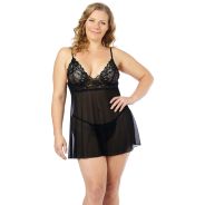 NORTIE Basil Plus Size Musta Babydoll-setti