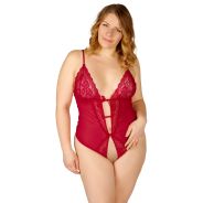 NORTIE Vilja Plus Size Punainen Haaraton Pitsinen Body
