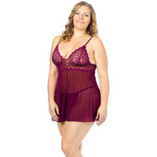 NORTIE Basil Plus Size Viininpunainen Babydoll-setti
