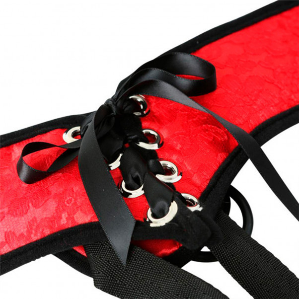 Sportsheets Red Lace Corsette Strap-on Valjaat  3