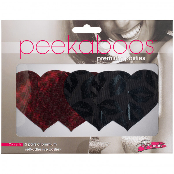 Peekaboos Nipple Stickers Punaiset ja Mustat Sydämet 2 Paria  100
