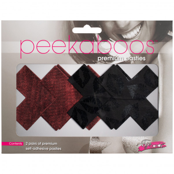 Peekaboos Nipple Stickers Punaiset ja Mustat Ristit 2 paria  100