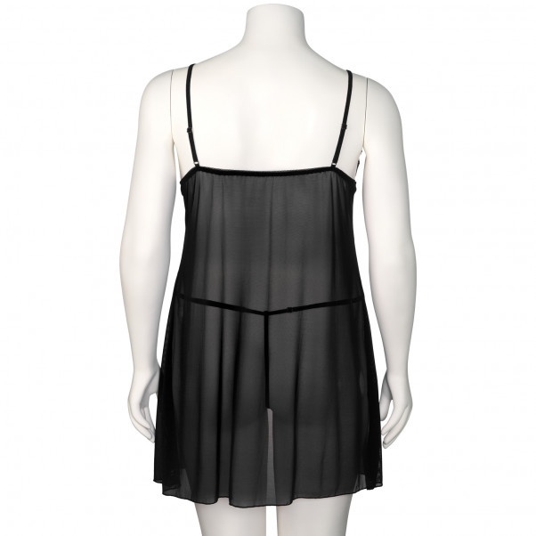 Nortie Gro Plus Size Musta Pitsinen Babydoll-setti Tuotekuva 8