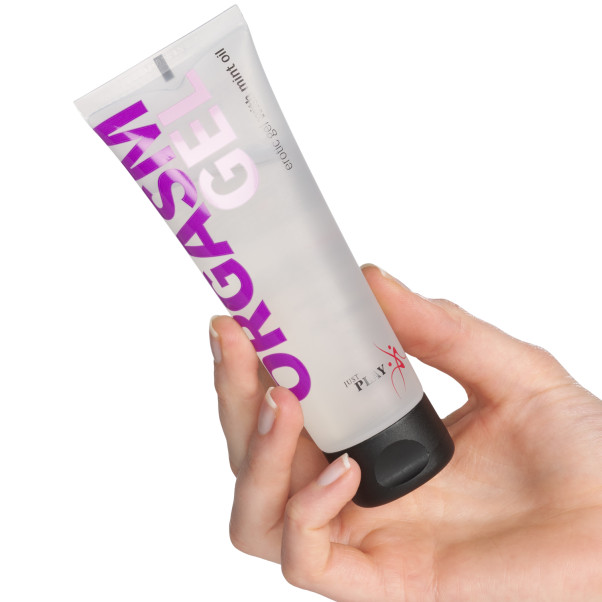 Just Play Mint Oil Orgasmigeeli 80 ml Kuva tuotteesta kädessä 50