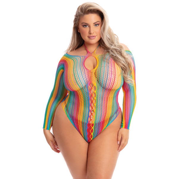 Pink Lipstick Multicolor Long Sleeve Bodysuit Plus koko Tuotekuva 1