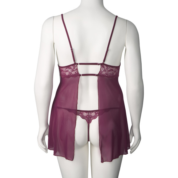 NORTIE Basil Plus Size Viininpunainen Babydoll-setti Tuotekuva 6