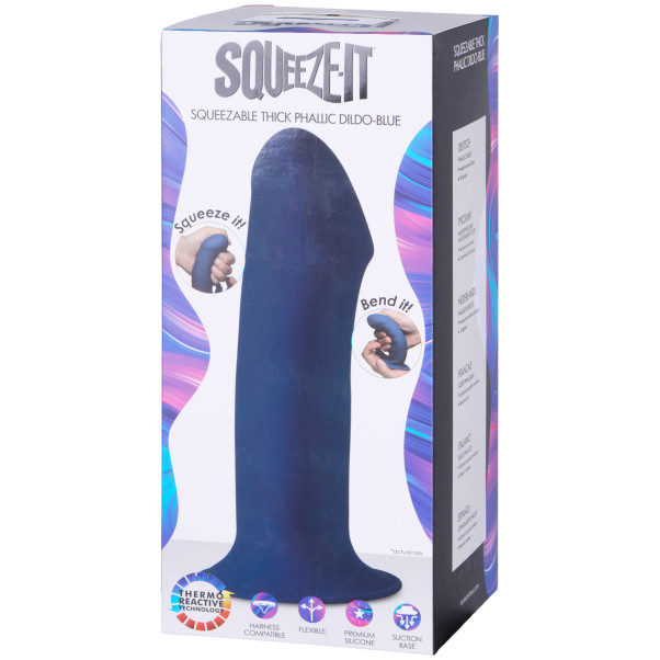 Squeeze-It Squeezable Sininen Dildo 18,5 cm Kuva tuotepakkauksesta 90
