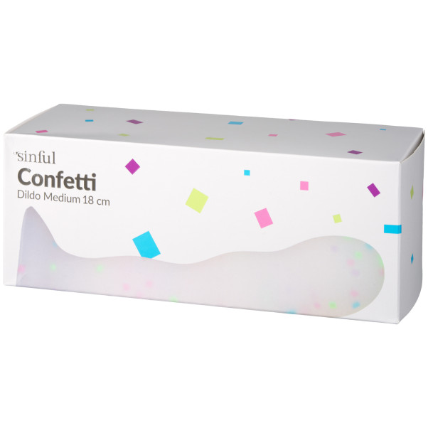 Sinful Confetti Keskikokoinen Dildo 18 cm Kuva tuotepakkauksesta 90