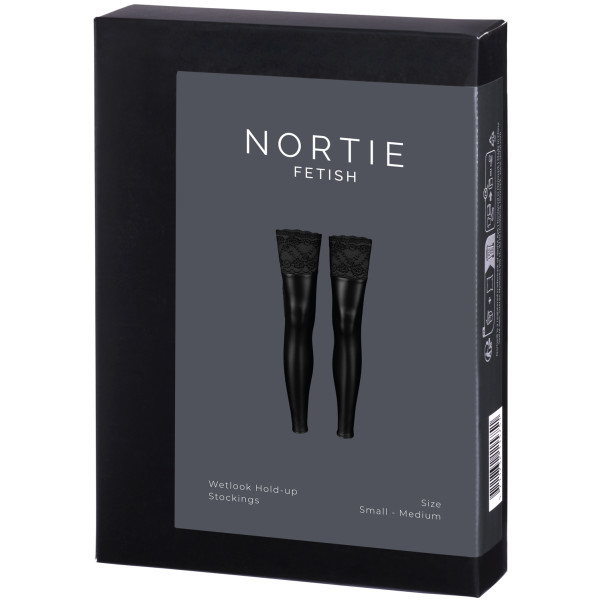 NORTIE Fetish Wetlook Stay-up Sukat Kuva tuotepakkauksesta 90