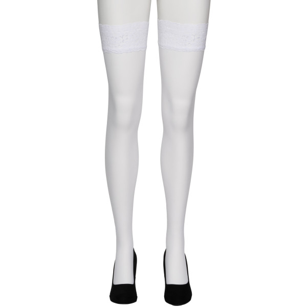 NORTIE Sage Valkoiset Stay-up Sukat Pitsireunalla ja Takasaumalla Tuotekuva 5