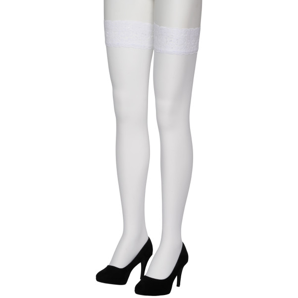 NORTIE Sage Valkoiset Stay-up Sukat Pitsireunalla ja Takasaumalla Tuotekuva 6