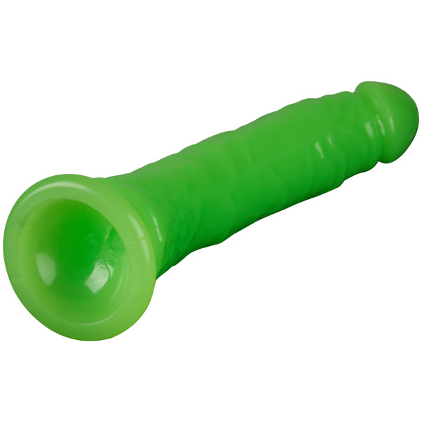 Realrock Pimeässä Hohtava Kapea Dildo Imukupilla 16 cm Tuotekuva 4