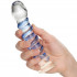 Icicles No 5 Sininen Lasidildo tuote kädessä 50