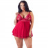 Cottelli Plus Size Punainen Pitsinen Babydoll  1