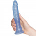 Baseks Glitter Sininen Dildo 20,5 cm Kuva tuotteesta kädessä 50