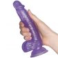 Baseks Lila Glitter Dildo Kiveksillä 21,5 cm Kuva tuotteesta kädessä 50